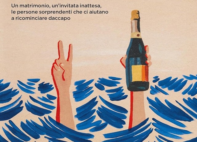 Sulla copertina de La magia dei momenti no di Alison Espach c'è un'illustrazione che rappresenta due braccia che escono dall'acqua: una mano fa il gesto della vittoria, l'altra mano tiene una bottiglia di champagne