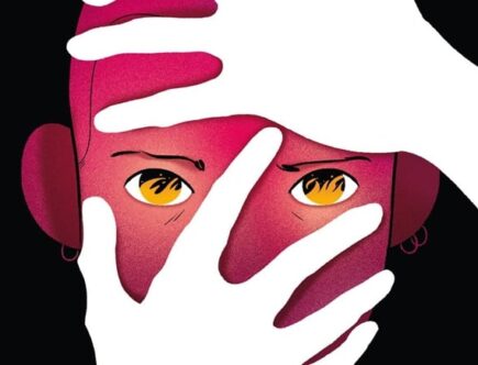 Sulla copertina di Impenetrabile di Alix Garin c'è il disegno di un volto di donna color magenta, preso e semicoperto da mani bianche che vogliono nascondere qualcosa
