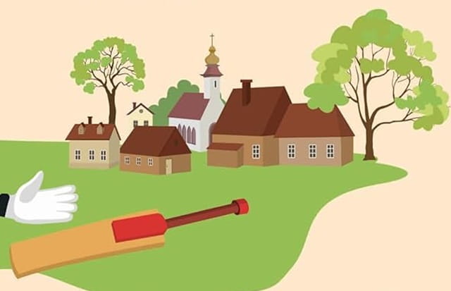 Sulla copertina di Delitto perfetto a Westleham di Catherine Coles c'è un'illustrazione che ritrae su un campo verde alcuni oggetti utili per giocare a cricket, mentre sullo sfondo appaiono alcune abitazione di un piccolo villaggio
