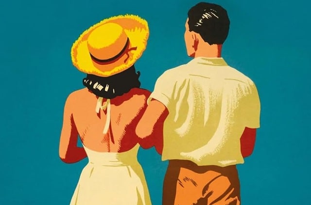 Sulla copertina di Amarsi di Elizabeth Jane Howard c'è l'illustrazione di una coppia di spalle che passeggia a braccetto