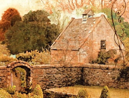 Sulla copertina de Il giardino dimenticato di Kate Morton è raffigurato un tipico cottage inglese, circondato da un giardino che in parte è delimitato da un muro con un cancello