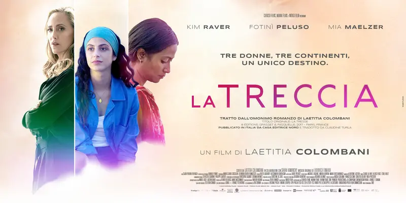 Locandina del film La treccia di Laetitia Colombani su cui appaiono le tre attrici che interpretano le protagoniste