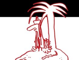 Sulla copertina del graphic novel L'isolo di Maicol & Mirco c'è uno scarabocchio dell'autore, che ritrae un uomo solo sotto una palma, su una piccola isola deserta